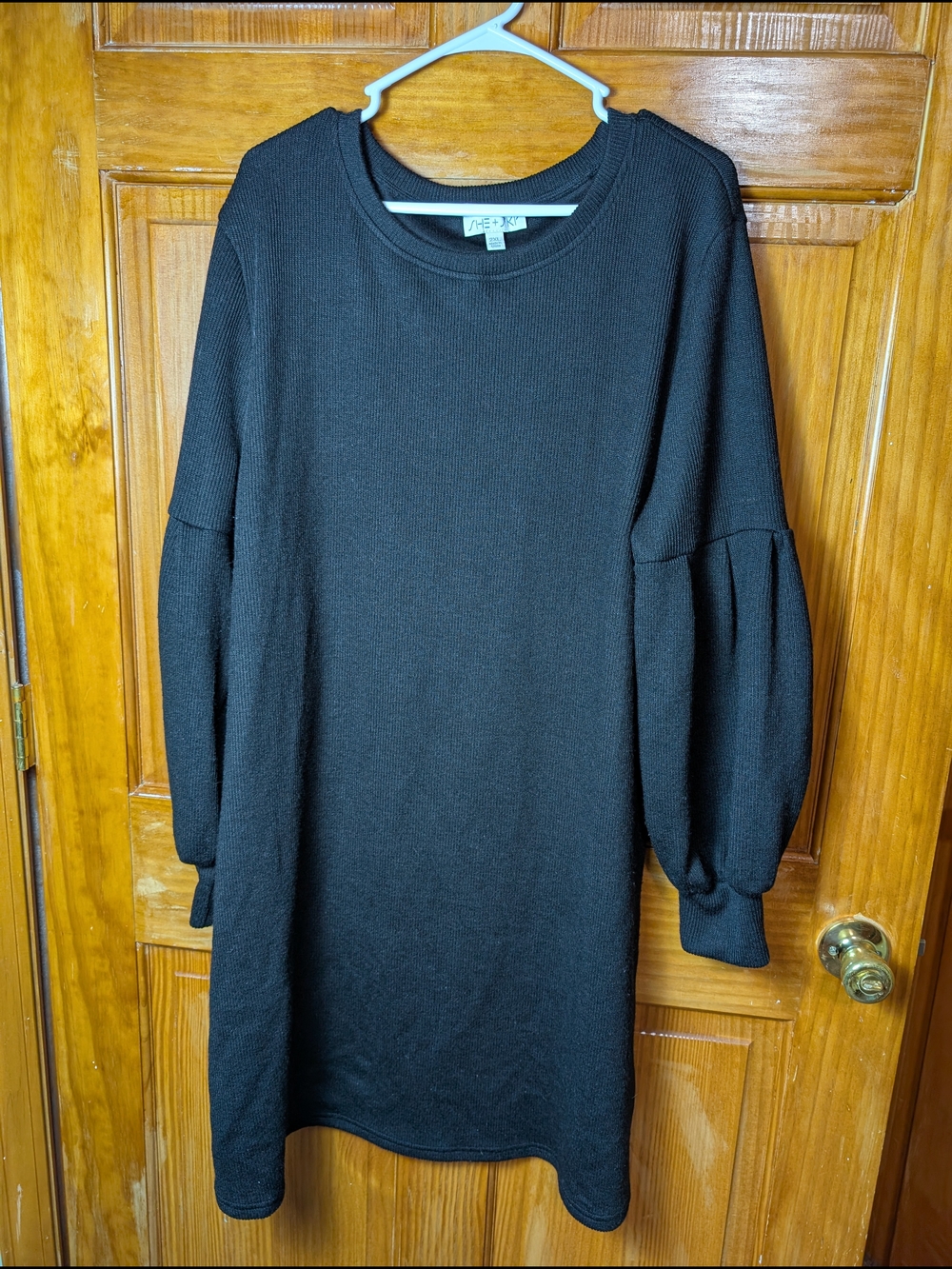 She + Sky Black Long Sleeve Sweater Dress